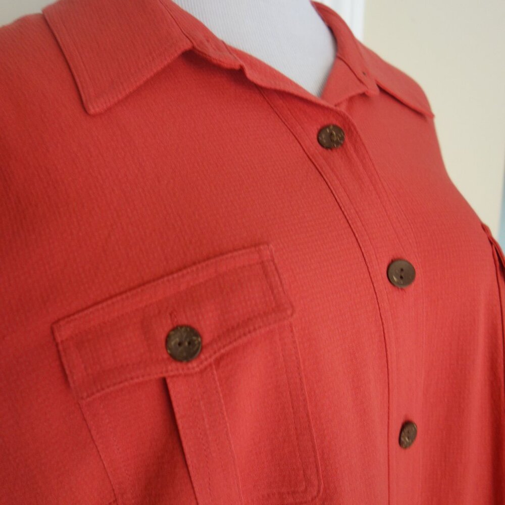 Appleseeds Drawstring Button Front Dress W/ Pocke… - image 2